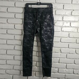 Bevy Flog Dafna Camo Pants Black Charcoal Drawstring Jogger Chino Size 28